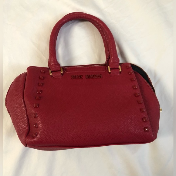 Steve Madded Vegan leather Studded Handbag color: Red - Picture 2 of 11